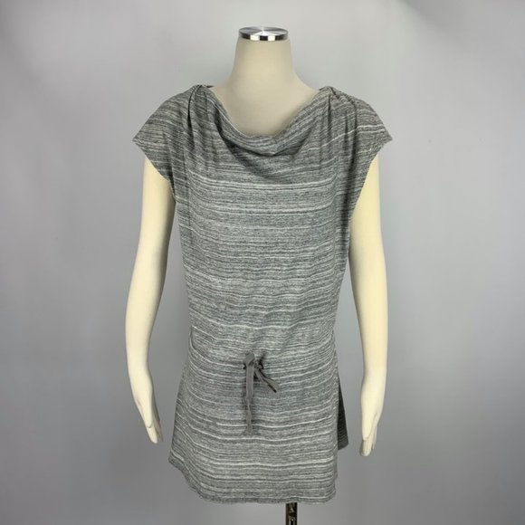 LOFT Tops - LOFT Gray Small Drawstring Front Long Shirt